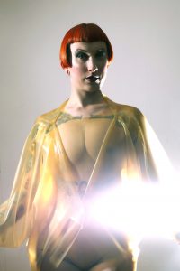 Latex Cocoon Coat, Model: Missy Macabre